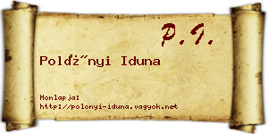 Polónyi Iduna névjegykártya